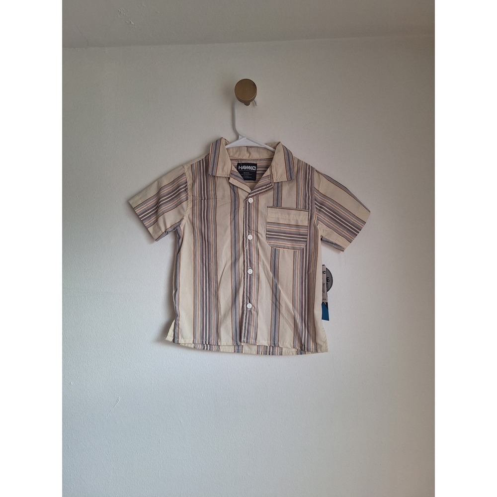 Hawke & Co Boys 3 Piece Set Striped Button Down Graphic Tee Olive Shorts NEW - Picture 1 of 5